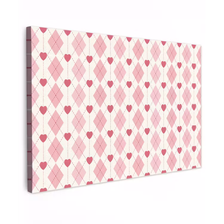 Canvas schilderij - Ruiten - Klassiek - Roze - Wit — 1