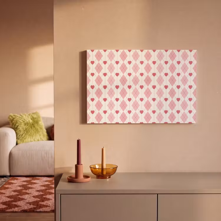 Canvas schilderij - Ruiten - Klassiek - Roze - Wit — 2