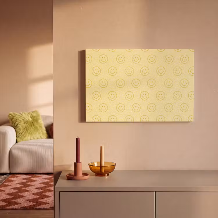 Canvas schilderij - Smileys - Patroon - Retro - Zachtgeel — 2