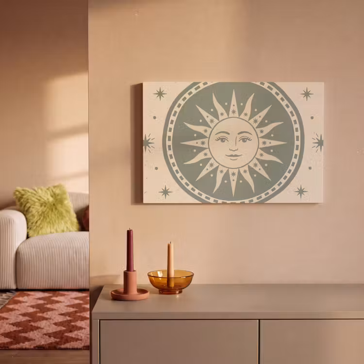 Canvas schilderij - Zon - Sterren - Astrologie - Vintage - Groen — 2