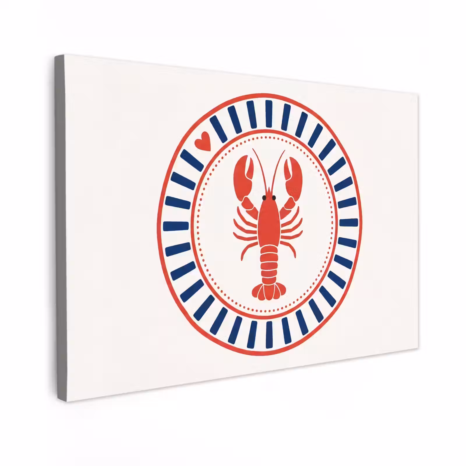 Canvas schilderij - Zeeleven - Kreeft - Embleem - Grafisch - Rood — 1