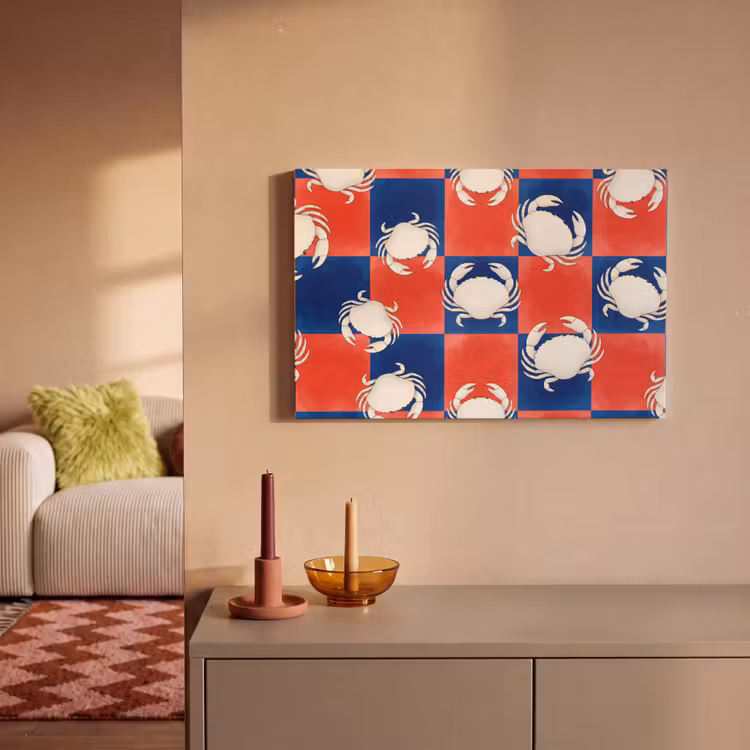 Canvas schilderij - Patroon - Zeeleven - Rood - Blauw - Abstract — 2