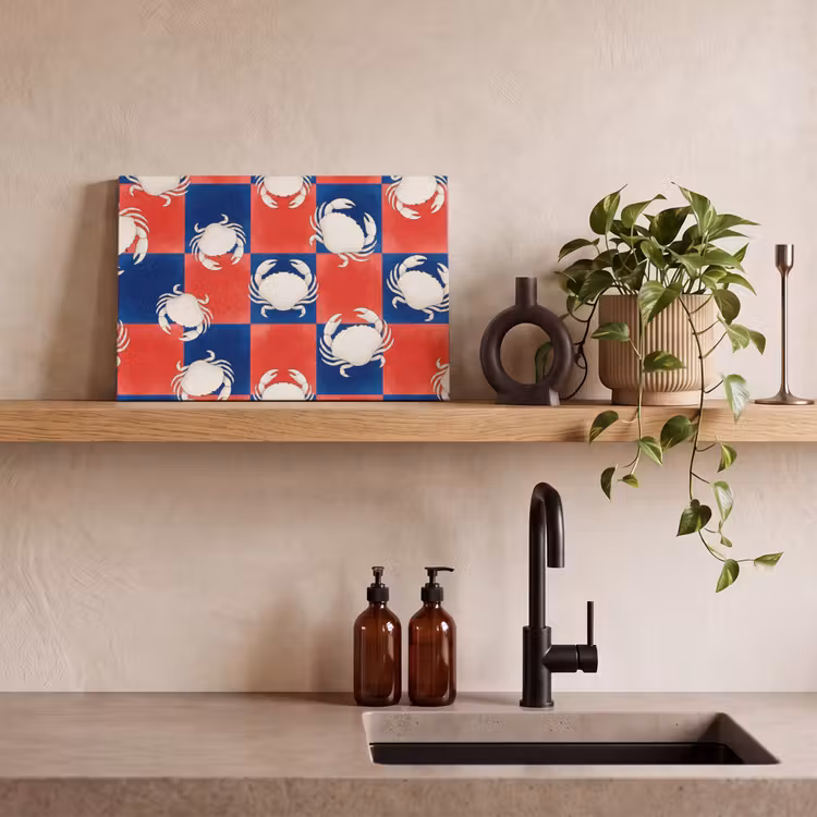 Canvas schilderij - Patroon - Zeeleven - Rood - Blauw - Abstract — 3