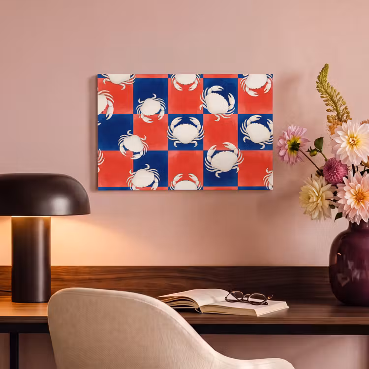 Canvas schilderij - Patroon - Zeeleven - Rood - Blauw - Abstract — 4