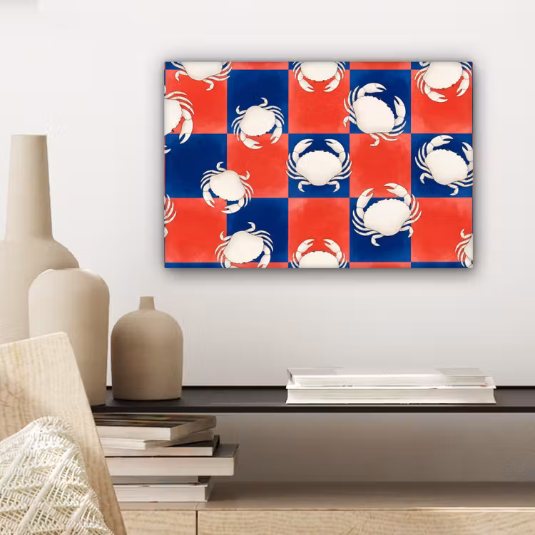 Canvas schilderij - Patroon - Zeeleven - Rood - Blauw - Abstract — 5