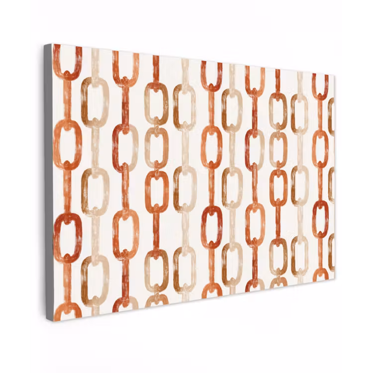Canvas schilderij - Schakels - Patroon - Aquarel - Terracotta — 1