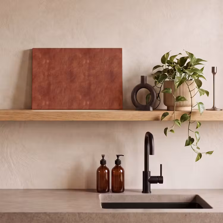 Canvas schilderij - Stucwerk - Textuur - Terracotta — 3