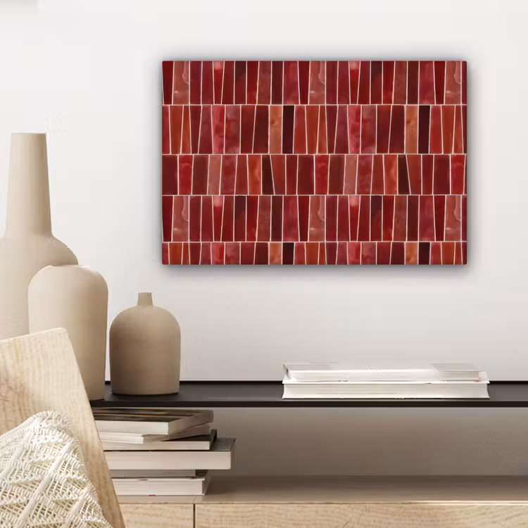 Canvas schilderij - Tegels - Modern - Structuur - Dieprood — 5