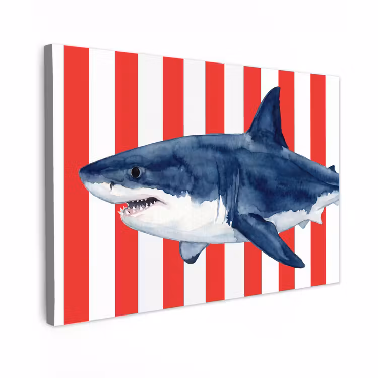 Canvas schilderij - Vis - Haai - Zee - Illustratie - Blauw — 1