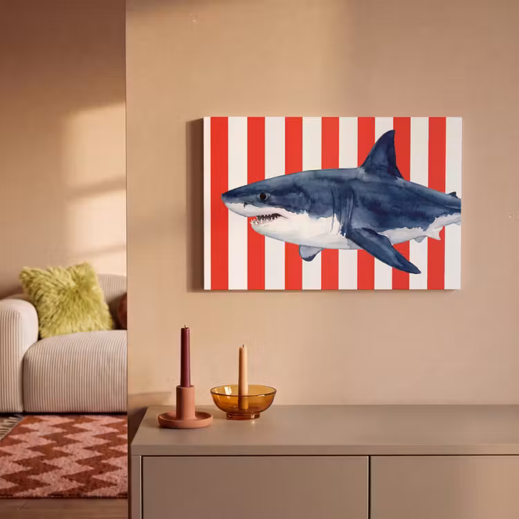 Canvas schilderij - Vis - Haai - Zee - Illustratie - Blauw — 2