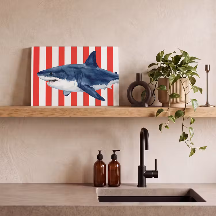 Canvas schilderij - Vis - Haai - Zee - Illustratie - Blauw — 3