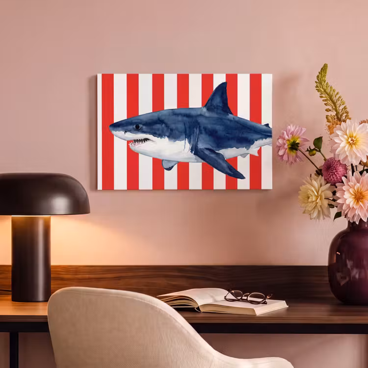 Canvas schilderij - Vis - Haai - Zee - Illustratie - Blauw — 4
