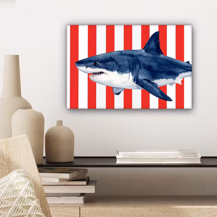 Canvas schilderij - Vis - Haai - Zee - Illustratie - Blauw — 5