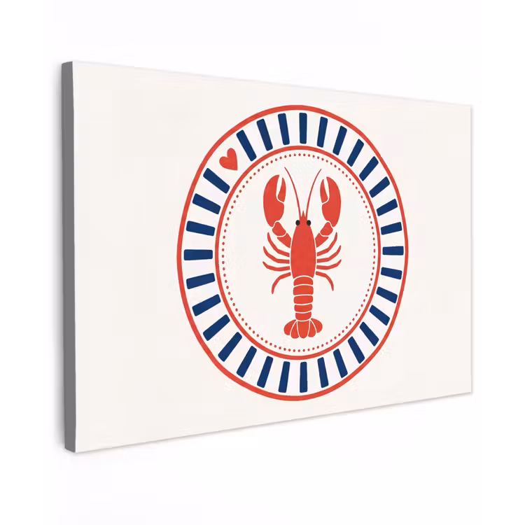 Canvas schilderij - Zeeleven - Kreeft - Embleem - Grafisch - Rood — 1