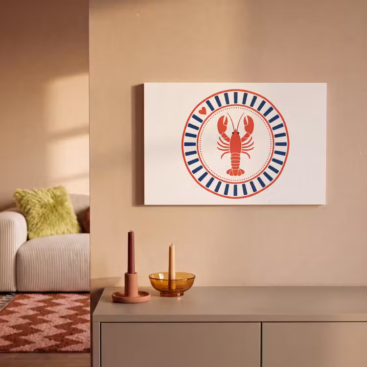Canvas schilderij - Zeeleven - Kreeft - Embleem - Grafisch - Rood — 2