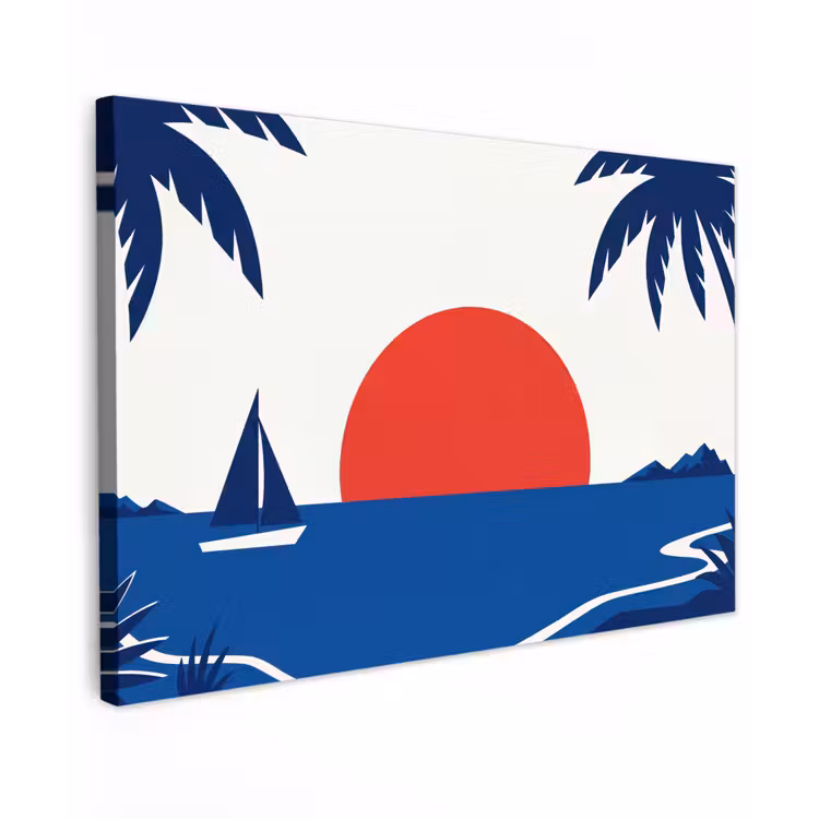 Canvas schilderij - Zonsondergang - Zee - Palmboom - Tropisch - Modern — 1