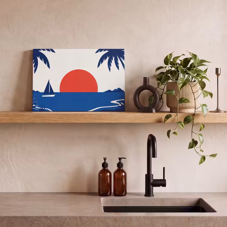 Canvas schilderij - Zonsondergang - Zee - Palmboom - Tropisch - Modern — 3