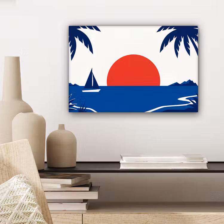 Canvas schilderij - Zonsondergang - Zee - Palmboom - Tropisch - Modern — 5