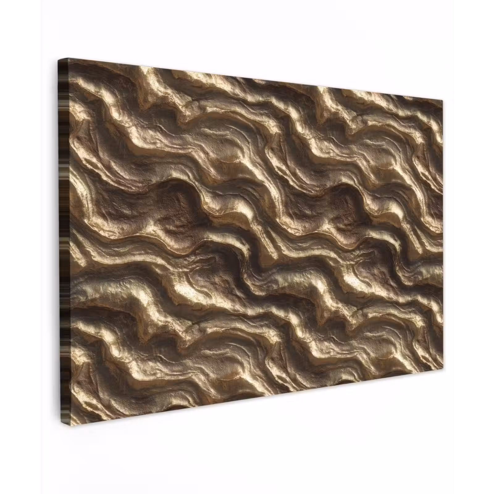 Canvas schilderij - Reliëf - Golven - Abstract - Bronsgoud — 1