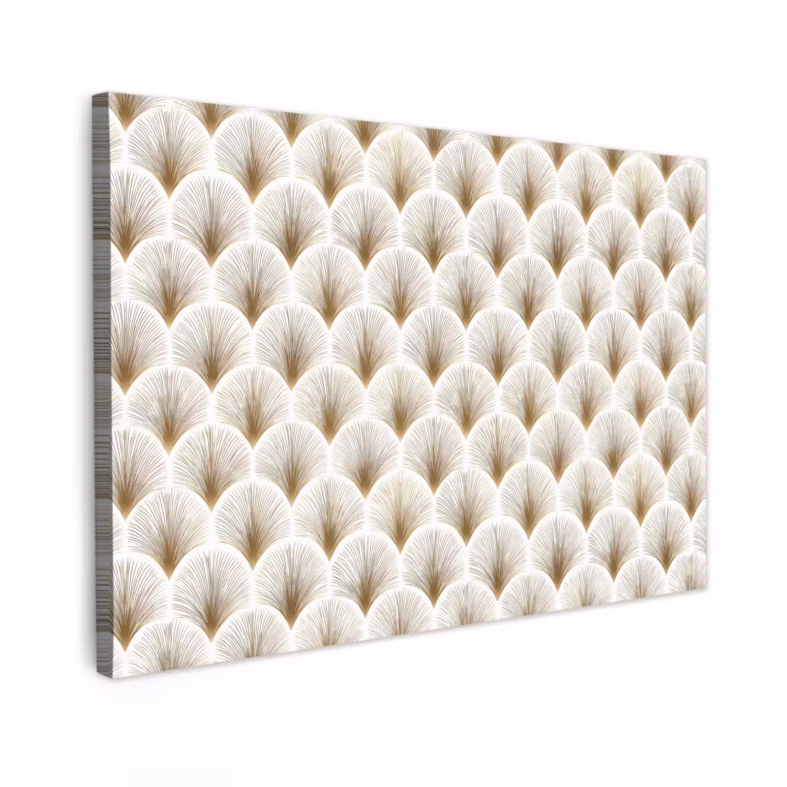 Canvas schilderij - Waaiers - Art Deco - Elegant - Goud - Wit — 1