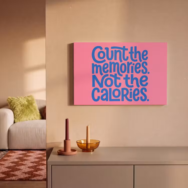 Canvas schilderij - Memories - Roze - Blauw - Quote — 1