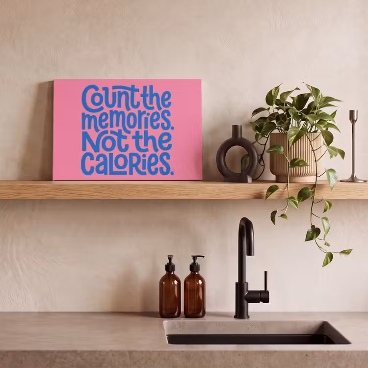 Canvas schilderij - Memories - Roze - Blauw - Quote — 2