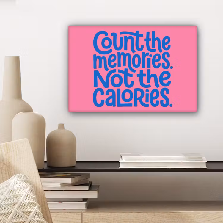 Canvas schilderij - Memories - Roze - Blauw - Quote — 4