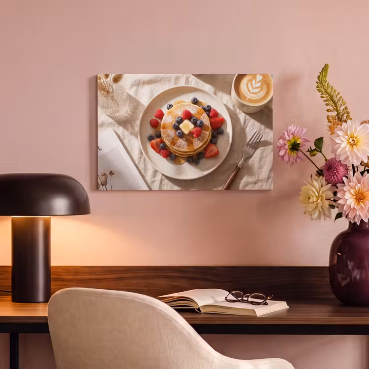 Canvas schilderij - Pannenkoeken - Bessen - Ontbijt - Modern - Beige — 4