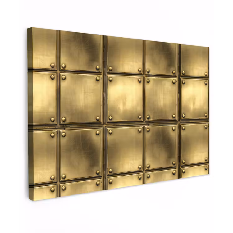 Canvas schilderij - Platen - Industrieel - Stoer - Goud — 1