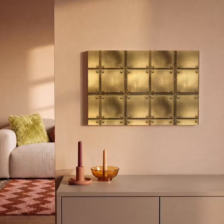 Canvas schilderij - Platen - Industrieel - Stoer - Goud — 2