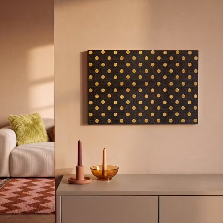 Canvas schilderij - Polka Dot - Stippen - Goud - Zwart — 2