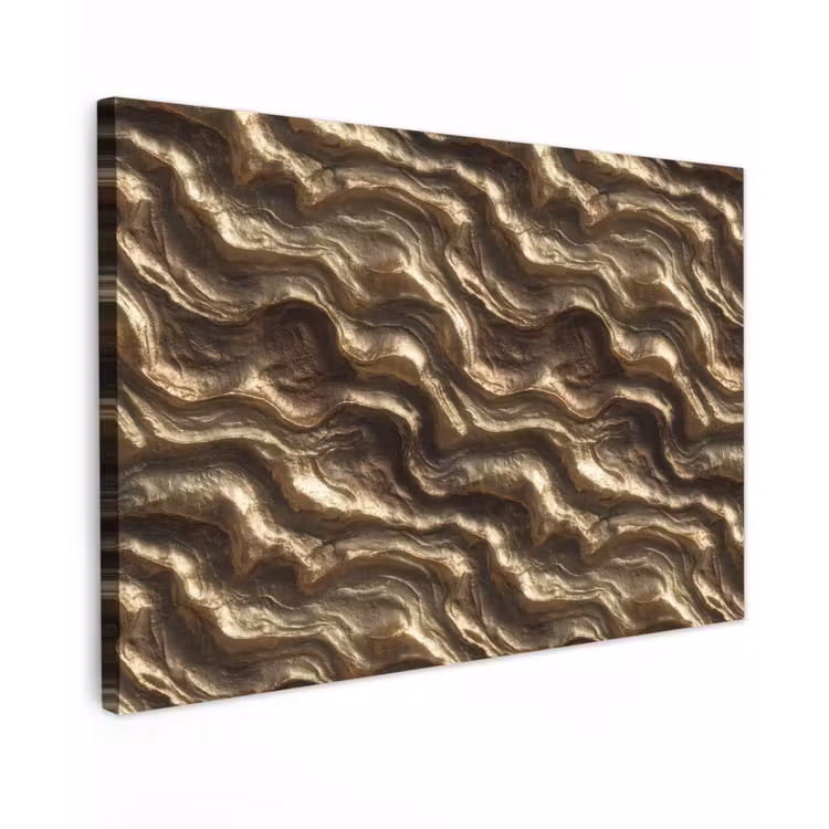 Canvas schilderij - Reliëf - Golven - Abstract - Bronsgoud — 1
