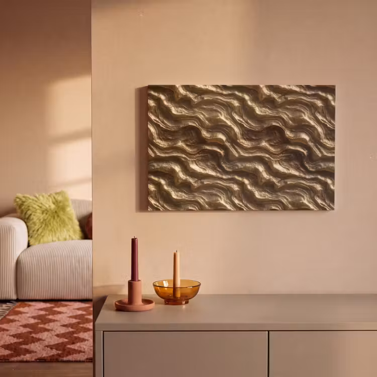 Canvas schilderij - Reliëf - Golven - Abstract - Bronsgoud — 2