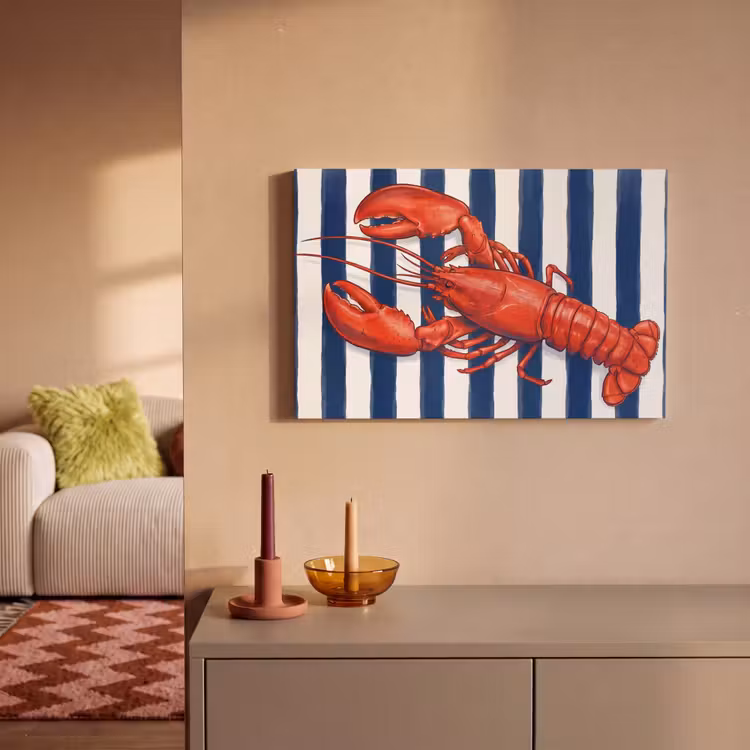 Canvas schilderij - Schaaldier - Kreeft - Marine - Illustratie - Rood — 2