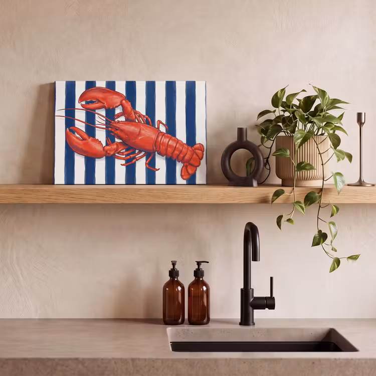 Canvas schilderij - Schaaldier - Kreeft - Marine - Illustratie - Rood — 3