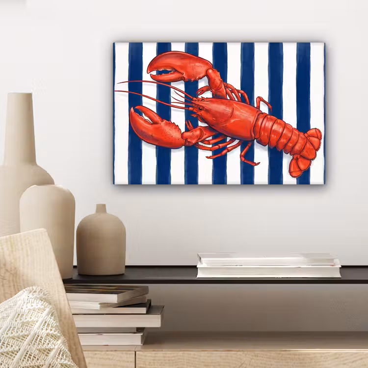 Canvas schilderij - Schaaldier - Kreeft - Marine - Illustratie - Rood — 5