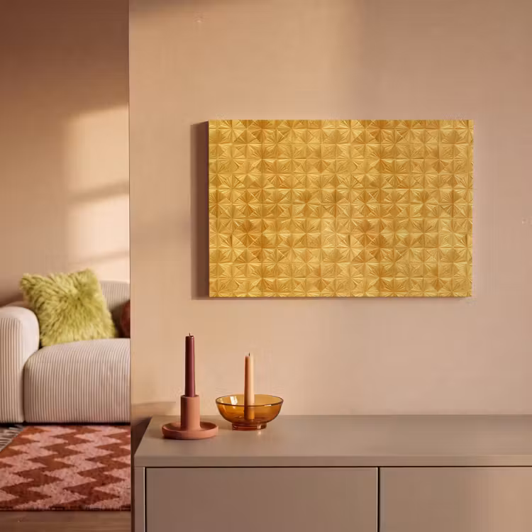 Canvas schilderij - Tegels - Geometrisch - Reliëf - Goud — 2