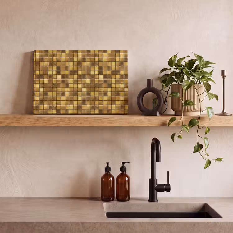 Canvas schilderij - Tegels - Mozaïek - Luxe - Warm Goud — 3