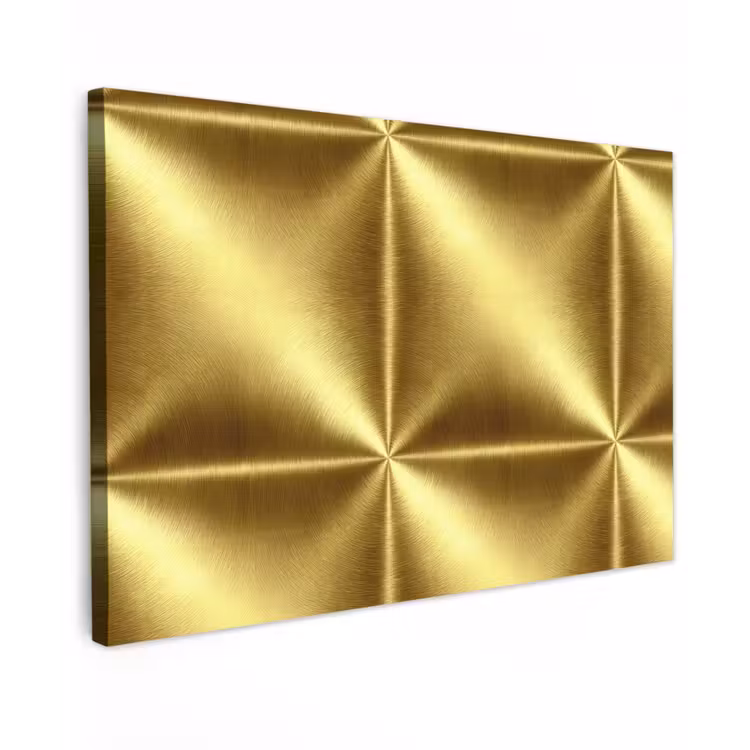 Canvas schilderij - Textuur - Geborsteld Goud - Industrieel - Metallic — 1