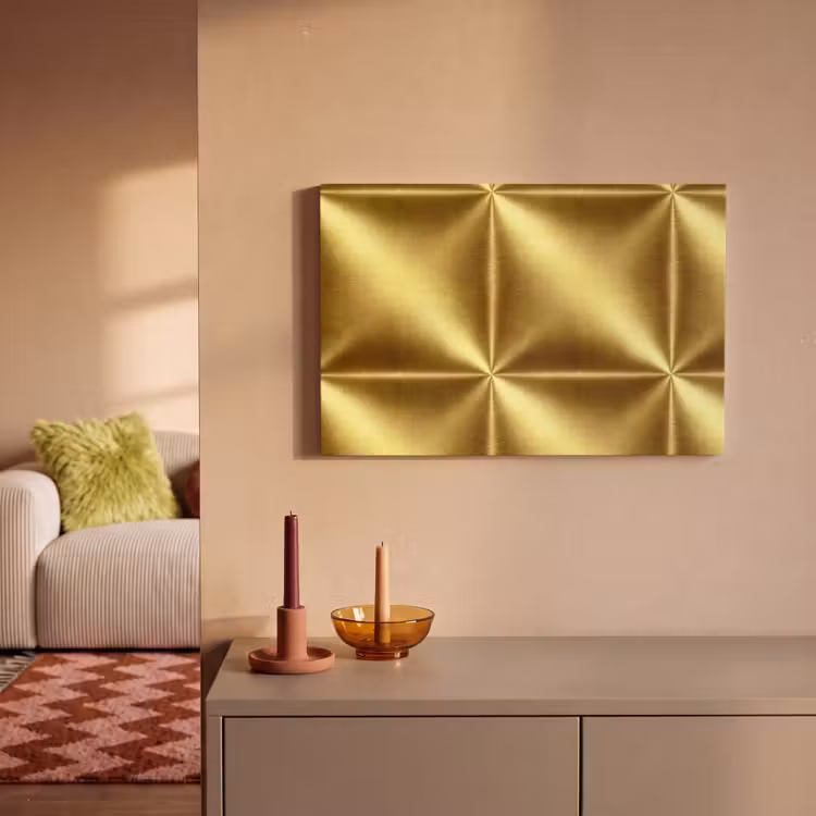 Canvas schilderij - Textuur - Geborsteld Goud - Industrieel - Metallic — 2