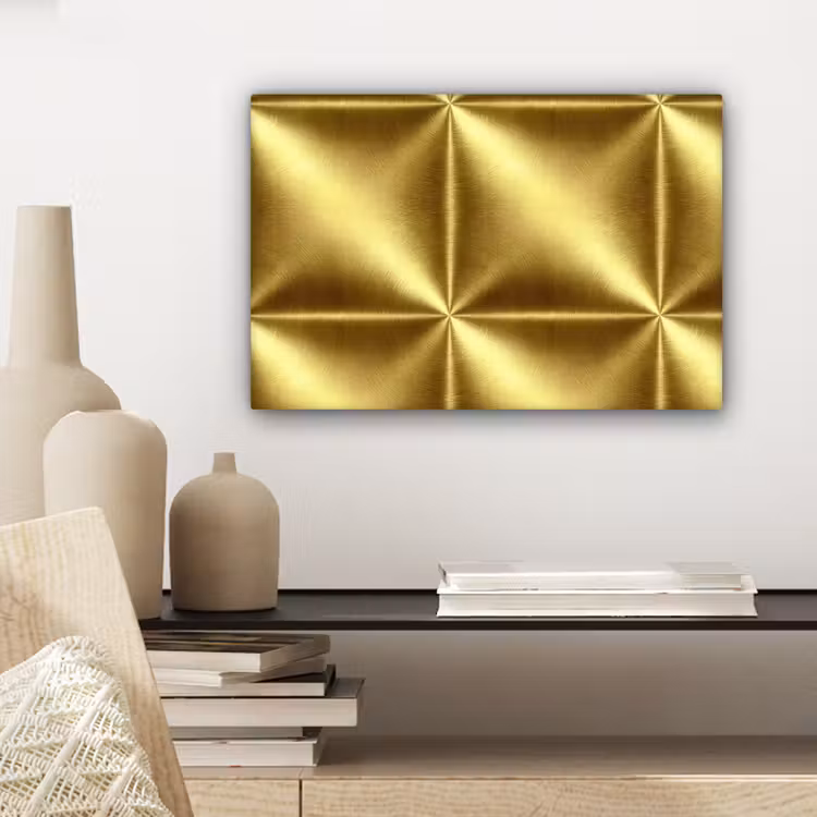 Canvas schilderij - Textuur - Geborsteld Goud - Industrieel - Metallic — 5
