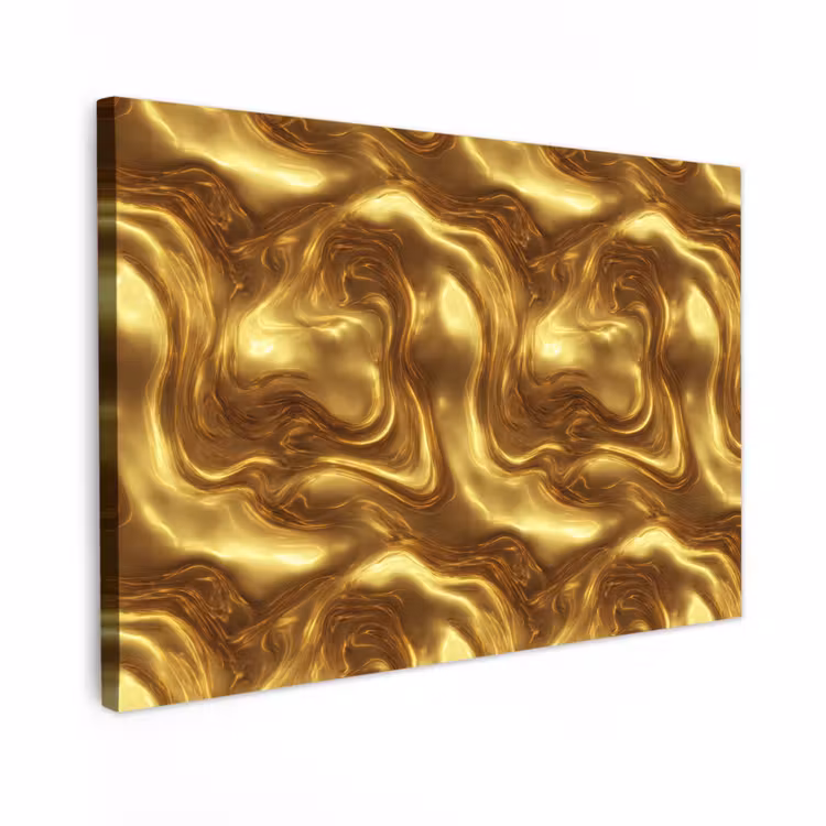 Canvas schilderij - Textuur - Vloeibaar - Organisch - Goud — 1