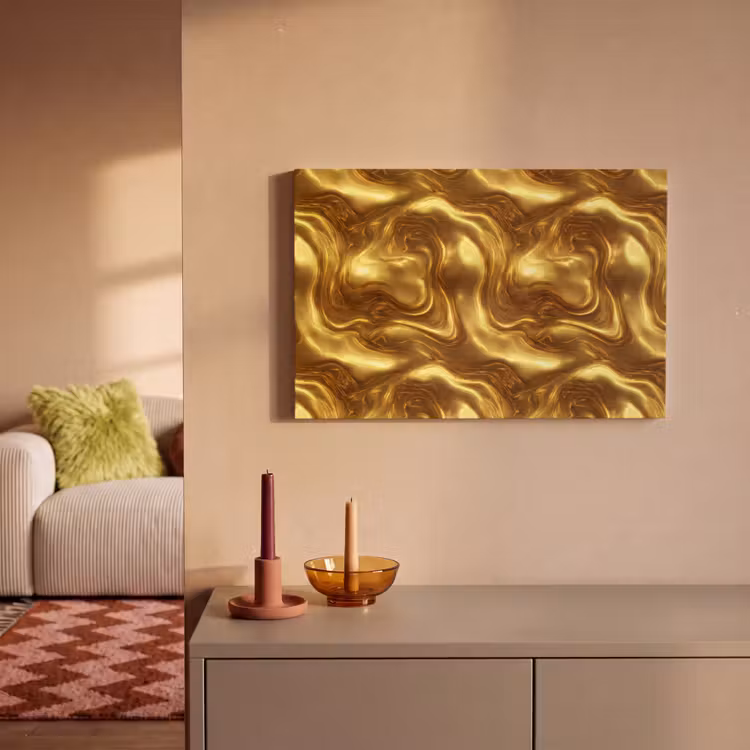 Canvas schilderij - Textuur - Vloeibaar - Organisch - Goud — 2