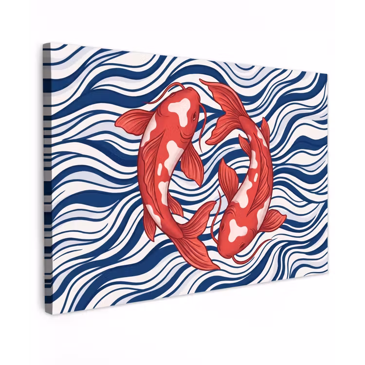 Canvas schilderij - Vis - Water - Natuur - Illustratie - Rood — 1