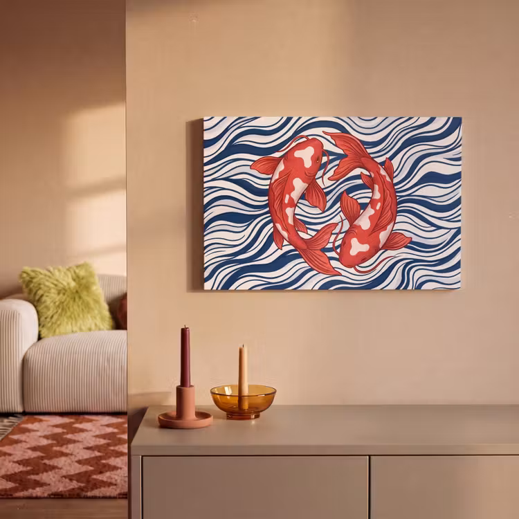 Canvas schilderij - Vis - Water - Natuur - Illustratie - Rood — 2