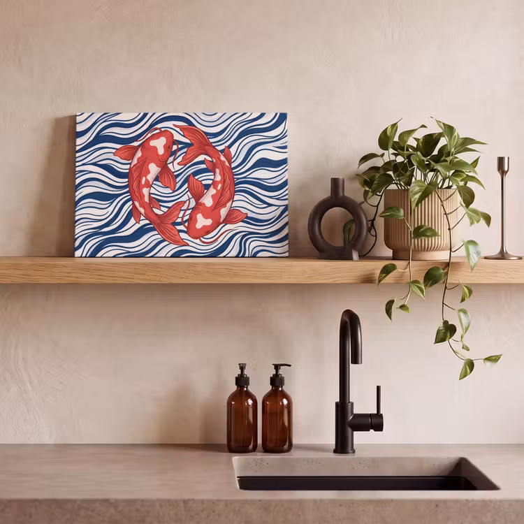 Canvas schilderij - Vis - Water - Natuur - Illustratie - Rood — 3