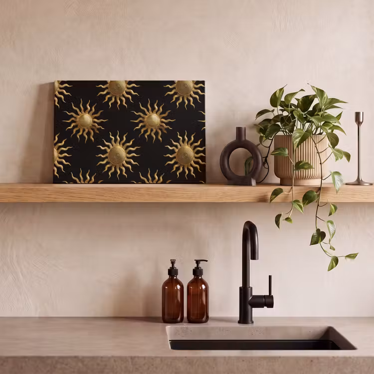Canvas schilderij - Zon - Patroon - Luxe - Goud - Zwart — 3