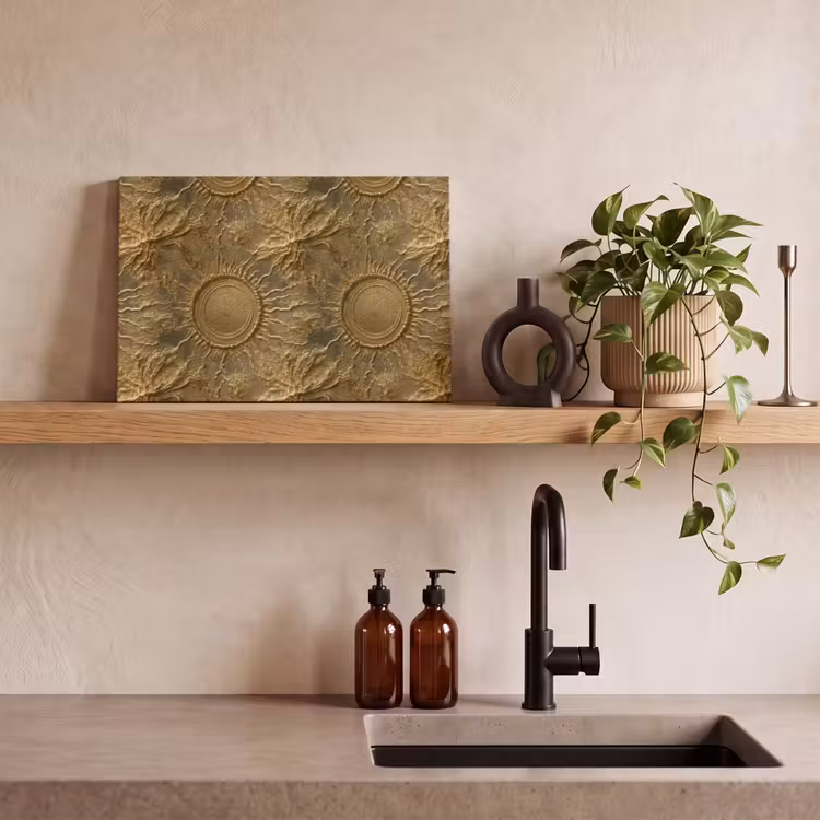 Canvas schilderij - Zon - Reliëf - Antiek - Goud — 3