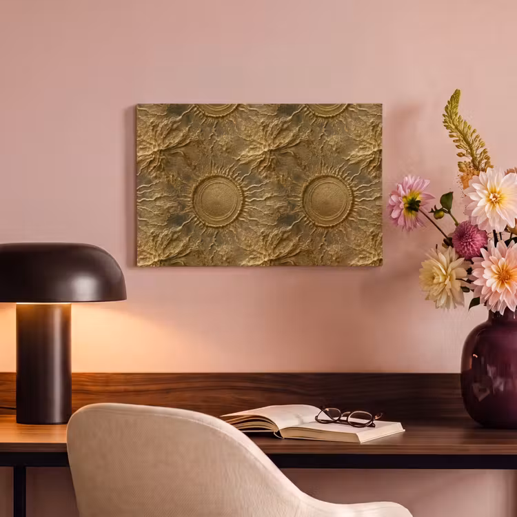 Canvas schilderij - Zon - Reliëf - Antiek - Goud — 4