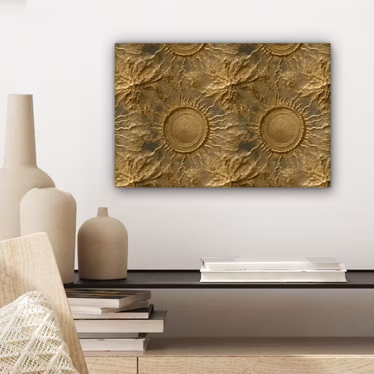 Canvas schilderij - Zon - Reliëf - Antiek - Goud — 5